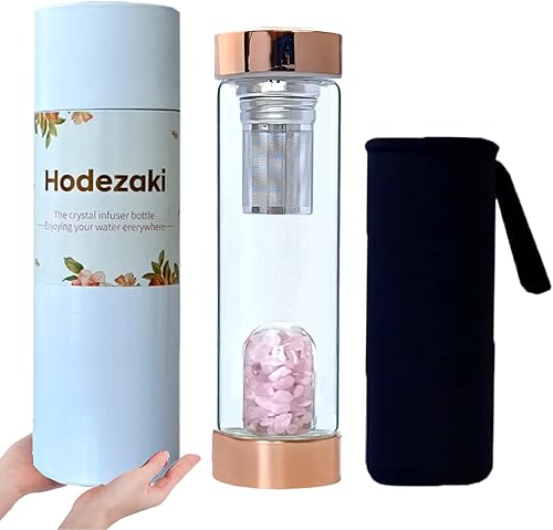 Miniatura 1 de Botella de agua de cristal con infusor de té de hojas sueltas de acero inoxidable, botella de agua con infusión de cristal de borosilicato con