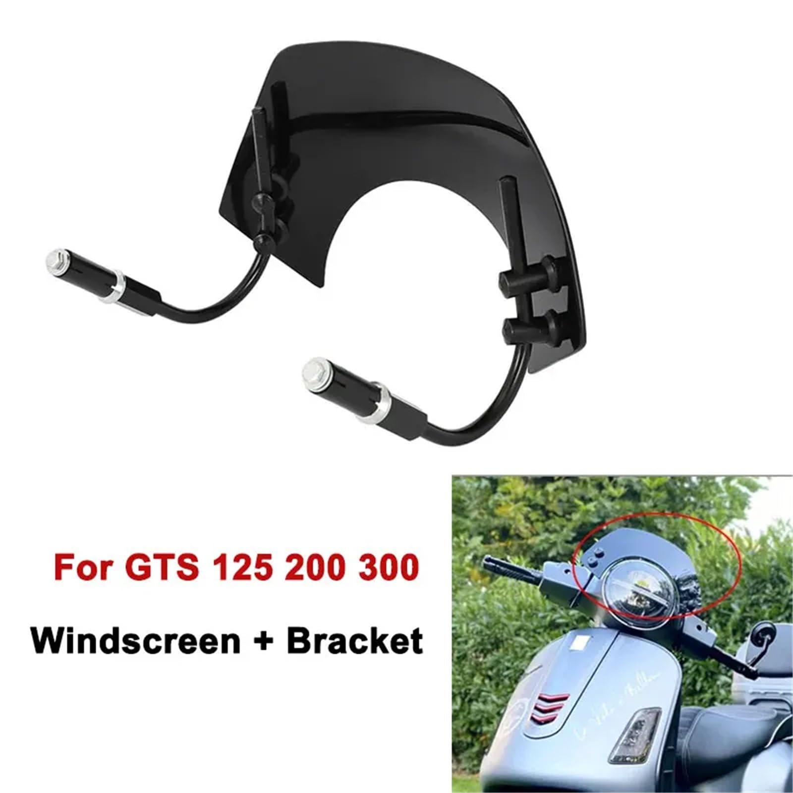 Pare-Brise for Scooter GTS 125 200 300 GTV300 LX50 LX125 LX150 avec Support de Protection(A Set)