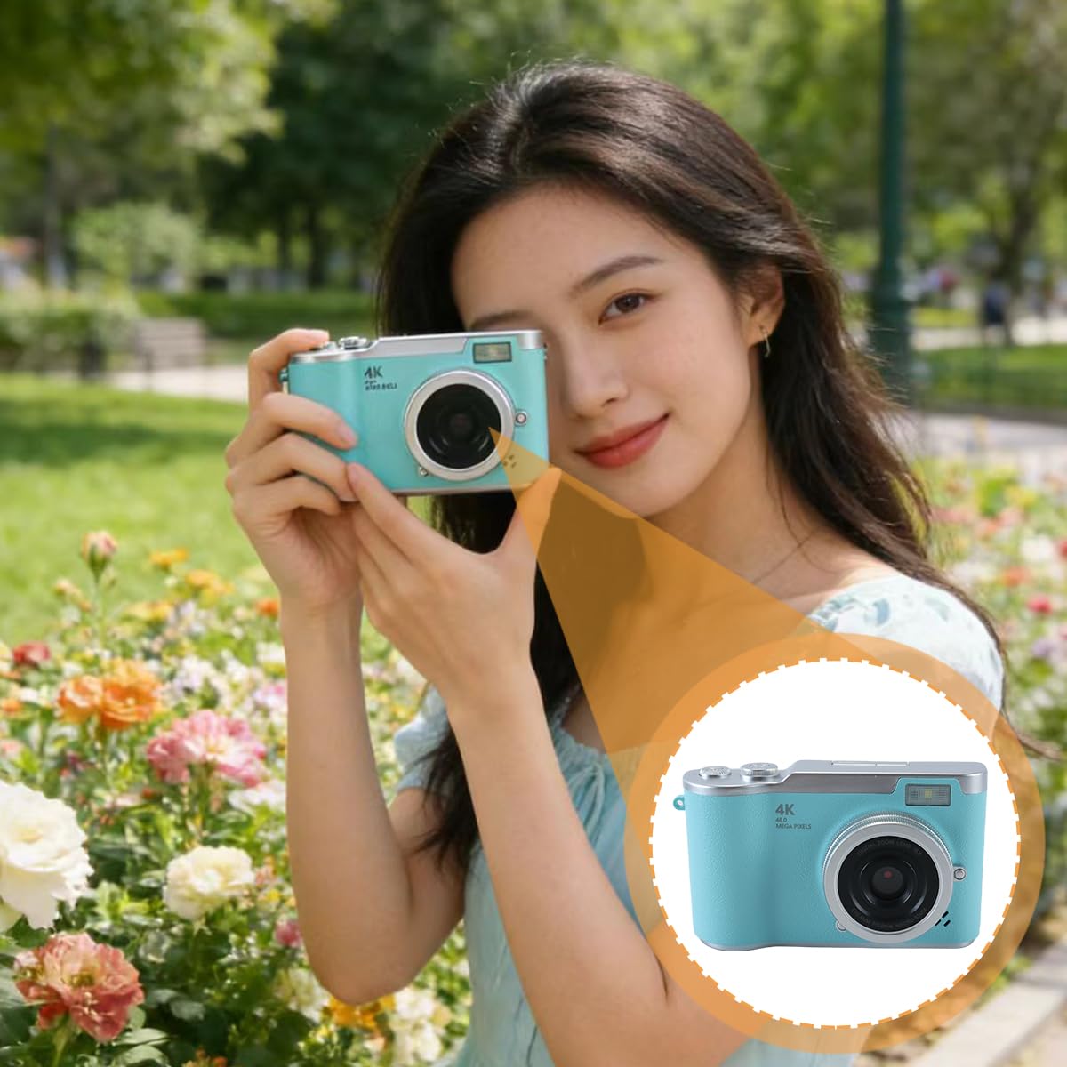 Appareil photo numérique, 1080p 48MP, pour vlogging, avec écran orientable à 180°, pour la photographie et l'enregistrement vidéo (vert)