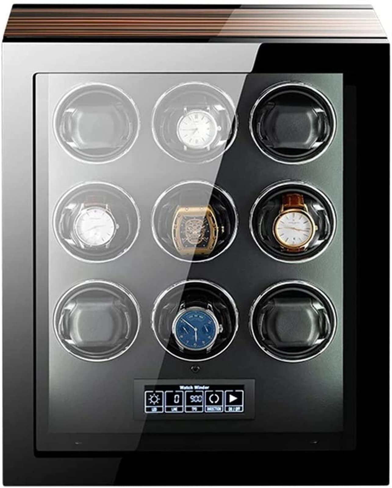 CGCSYZ Watch Winder For Automatic Watches LCD Touch Screen Display With Remote Control Wood Shell Piano Finish Quiet Motor Accessories