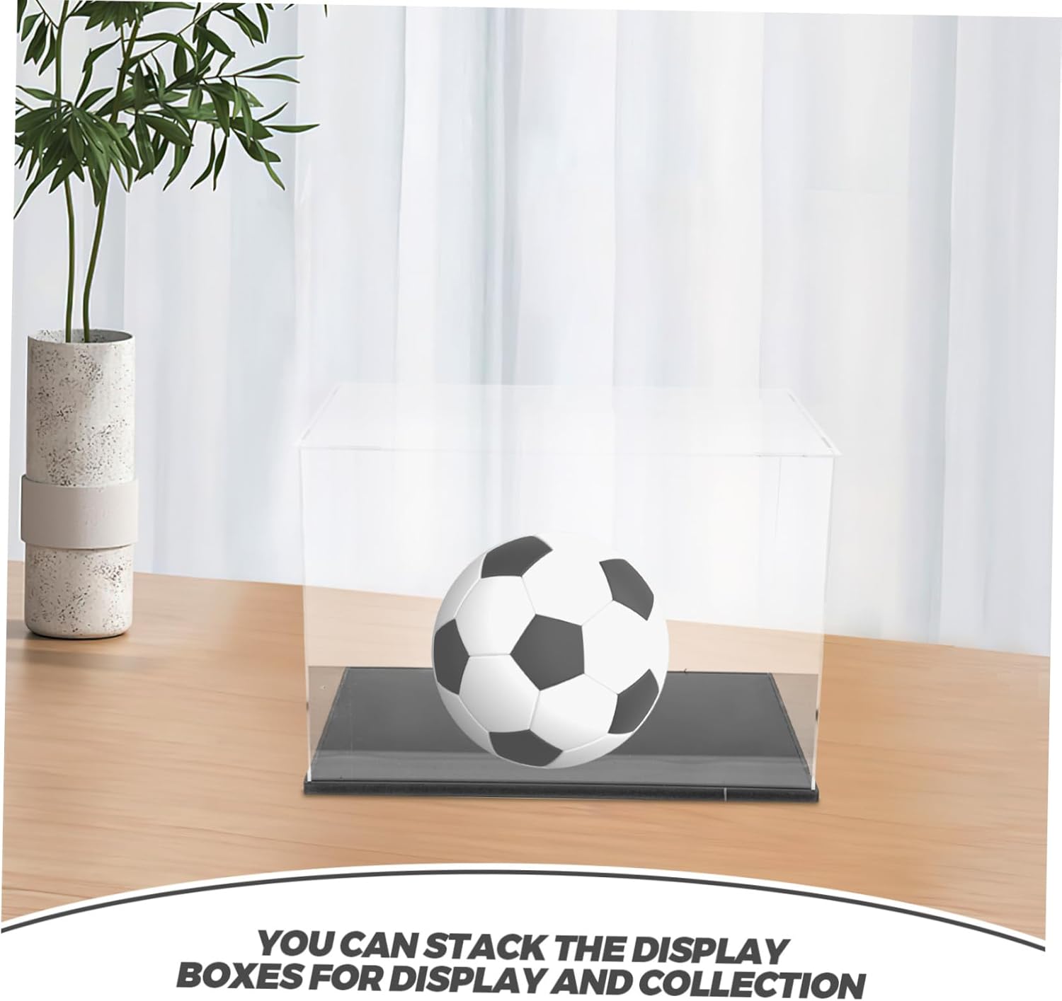 Acrylic Football Display Case Base Assembled Soccer Ball Holder for Boys and Girls Multi-Purpose Storage Box for Sports Memorabilia