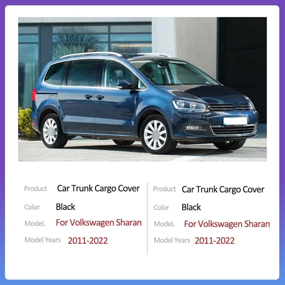 Coche Maletero Cubierta Carga Retráctil para Volkswagen VW Sharan 7N 2011-2022 2019 2012 Trunk Estante Privacidad Cargo Protectora Cubierta Accesorios