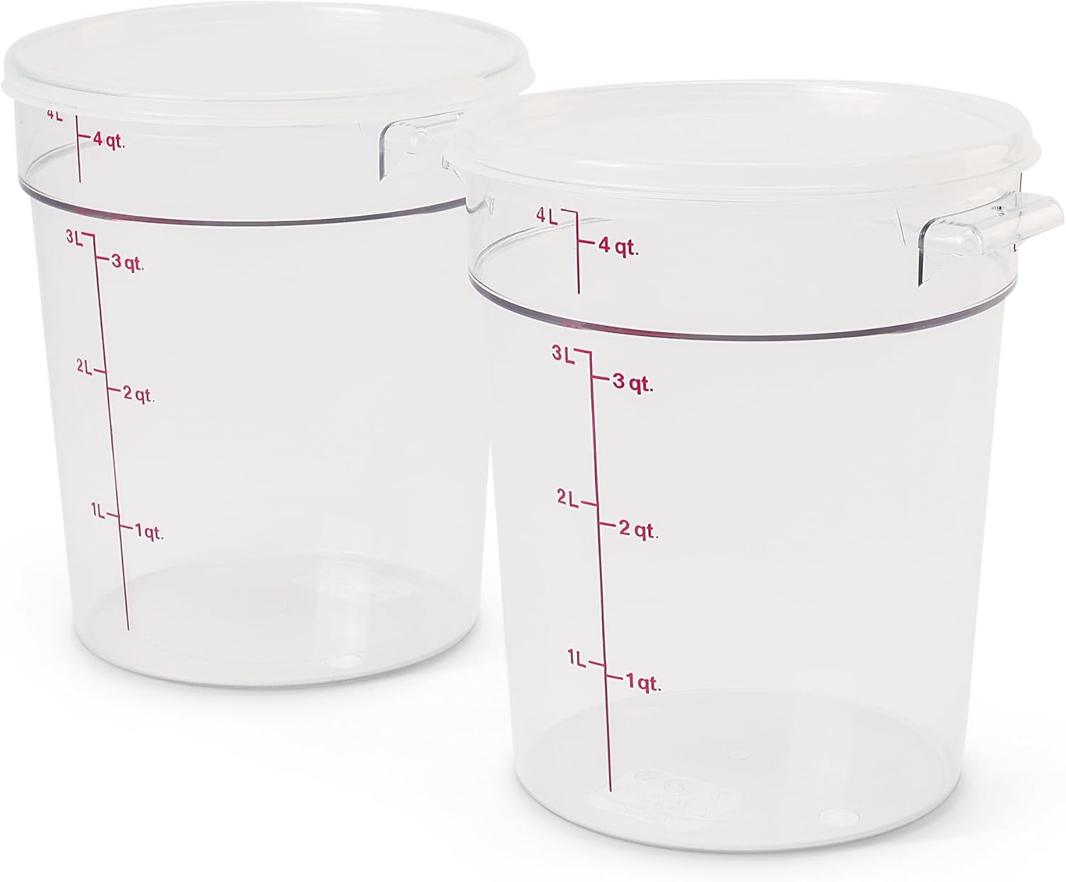 Cambro Food Storage Container with Lid (2 Pack) - Round Series - 4 QT (Quart) - Commercial Grade for Food Prep (Clear) - Image 8