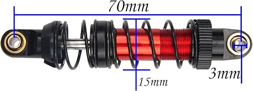 Miniatura 6 de 4 amortiguadores de metal Vgoohobby ajustables compatibles con Axial SCX10 Traxxas TRX4 D90 90046 Redcat Gen7 110 RC Crawler Car (rojo, 2.76