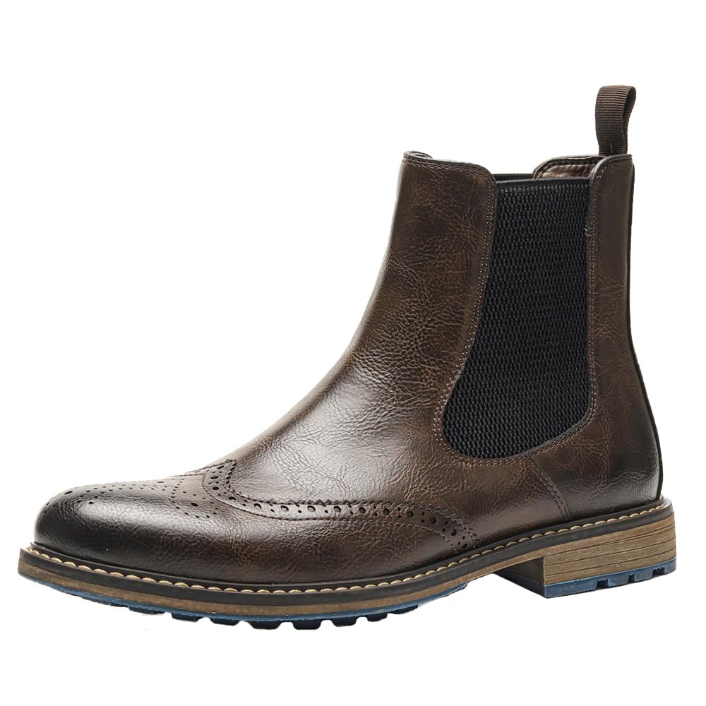 Harssidanzar Uomini Chelsea Boots,elegante e confortevole pelle Slip On Casual Dress Boots Slip-On Boots Scarpe per gli uomini KM304EU