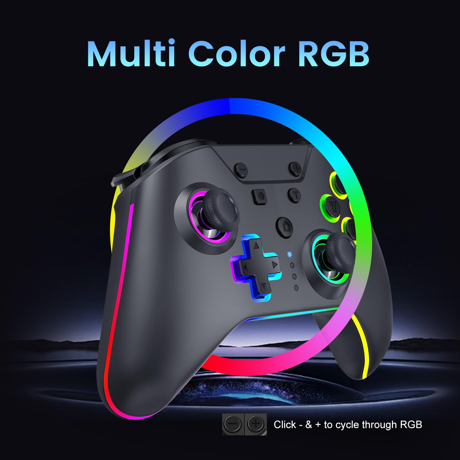 Armor 3 NuRival Wireless RGB LED Game Controller For Nintendo Switch® Hall Effect Sticks OLED/Switch® - Black