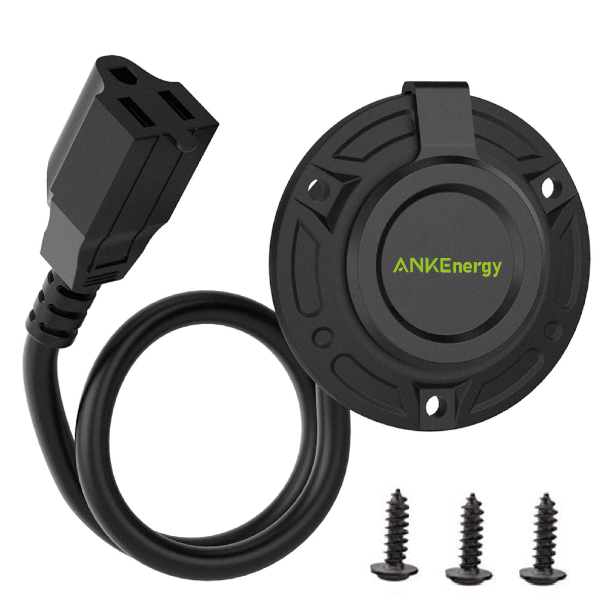 Image of RV Shore Power Inlet Charger Plug 15 Amp AC Port Plug 125 Volt Power Inlet Socket and Waterproof RV Electrical Outlet Receptacle Box Integrated Outdoor Extension Cord for Trailer Plug.
