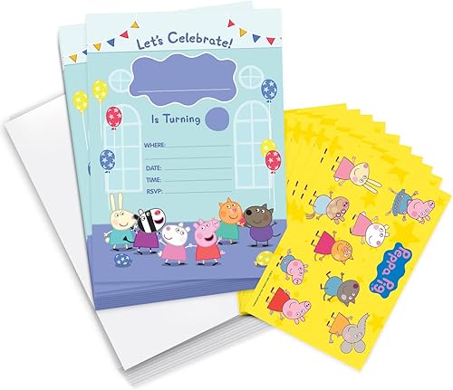 Desert Cactus Paquete de calcomanías de invitación de Peppa Pig y recuerdo de fiesta, 10 unidades (versión B)