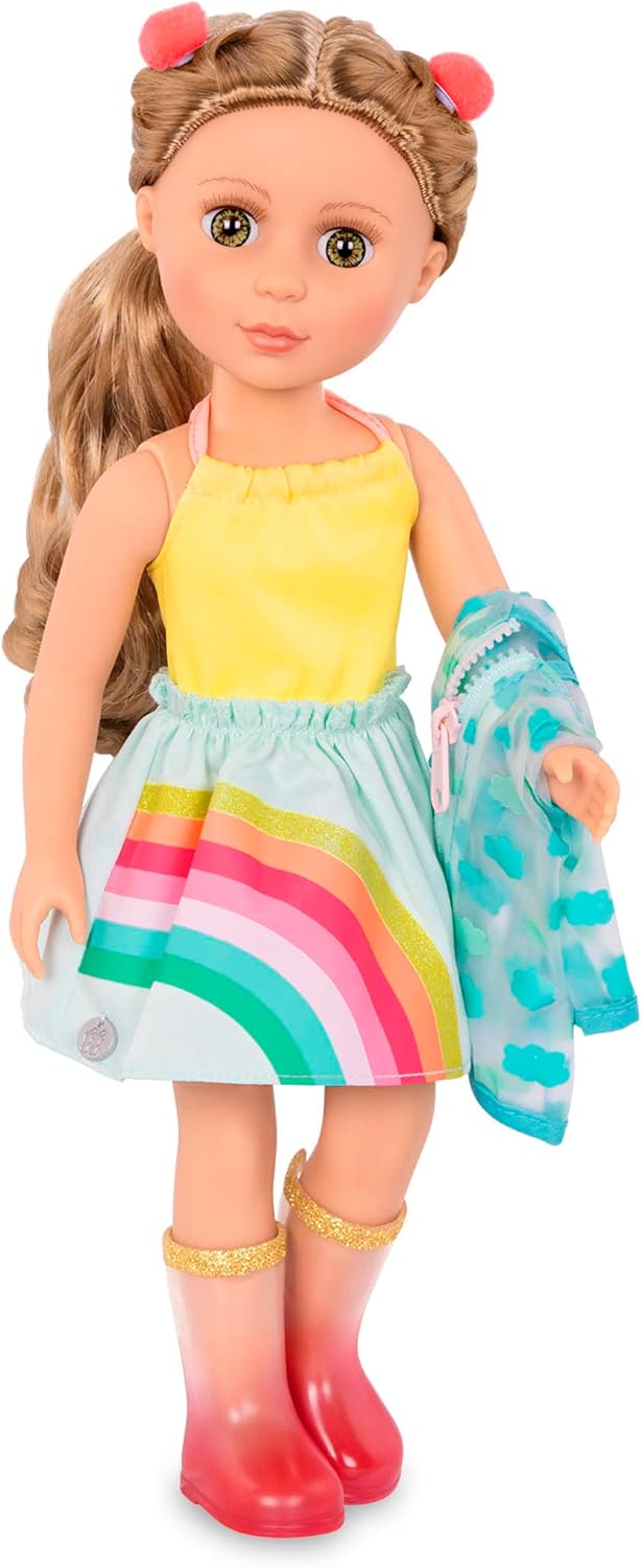 Glitter Girls – 14-Inch Doll Clothes – Smile! Rain Or Shine Outfit – Rainbow Dress, Hair Clips, Raincoat, and Rain Boots – Toys, and Accessories for 3+ Years