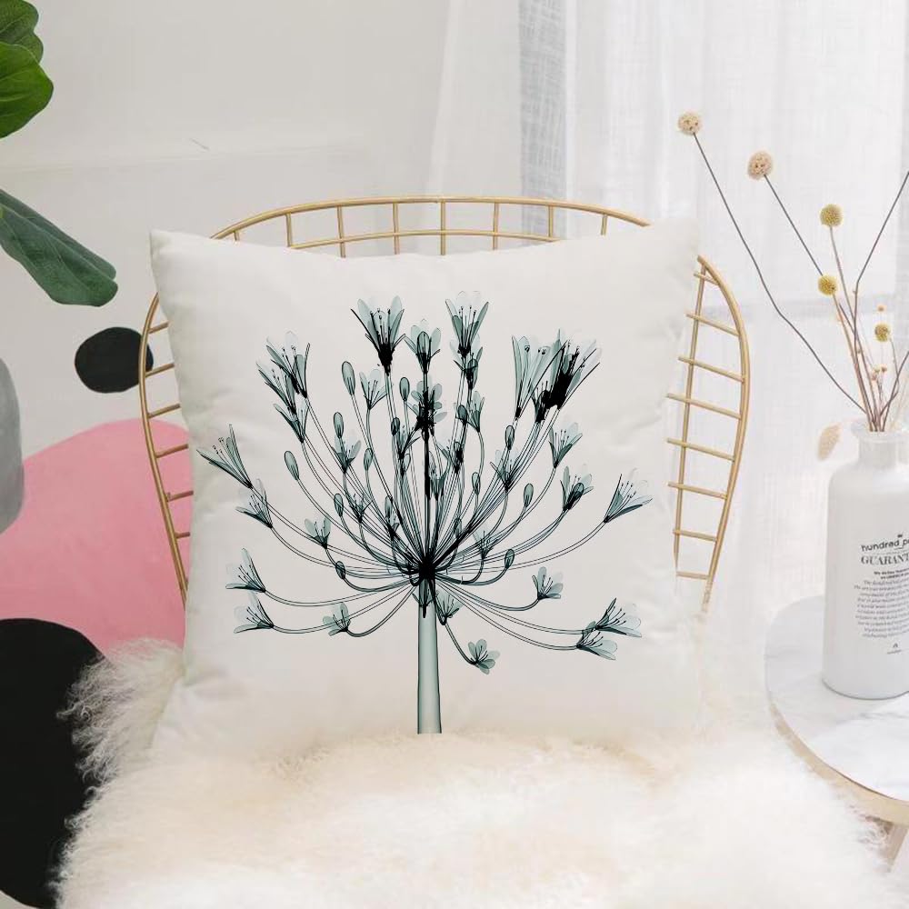 HYMSXW Cushion Cover,Throw Pillow Case Home Decorative for Living Room Bedroom Sofa Chair 20X20 Inch,flowers, radial bouquet design, light gray,Pillowcase 50X50cm