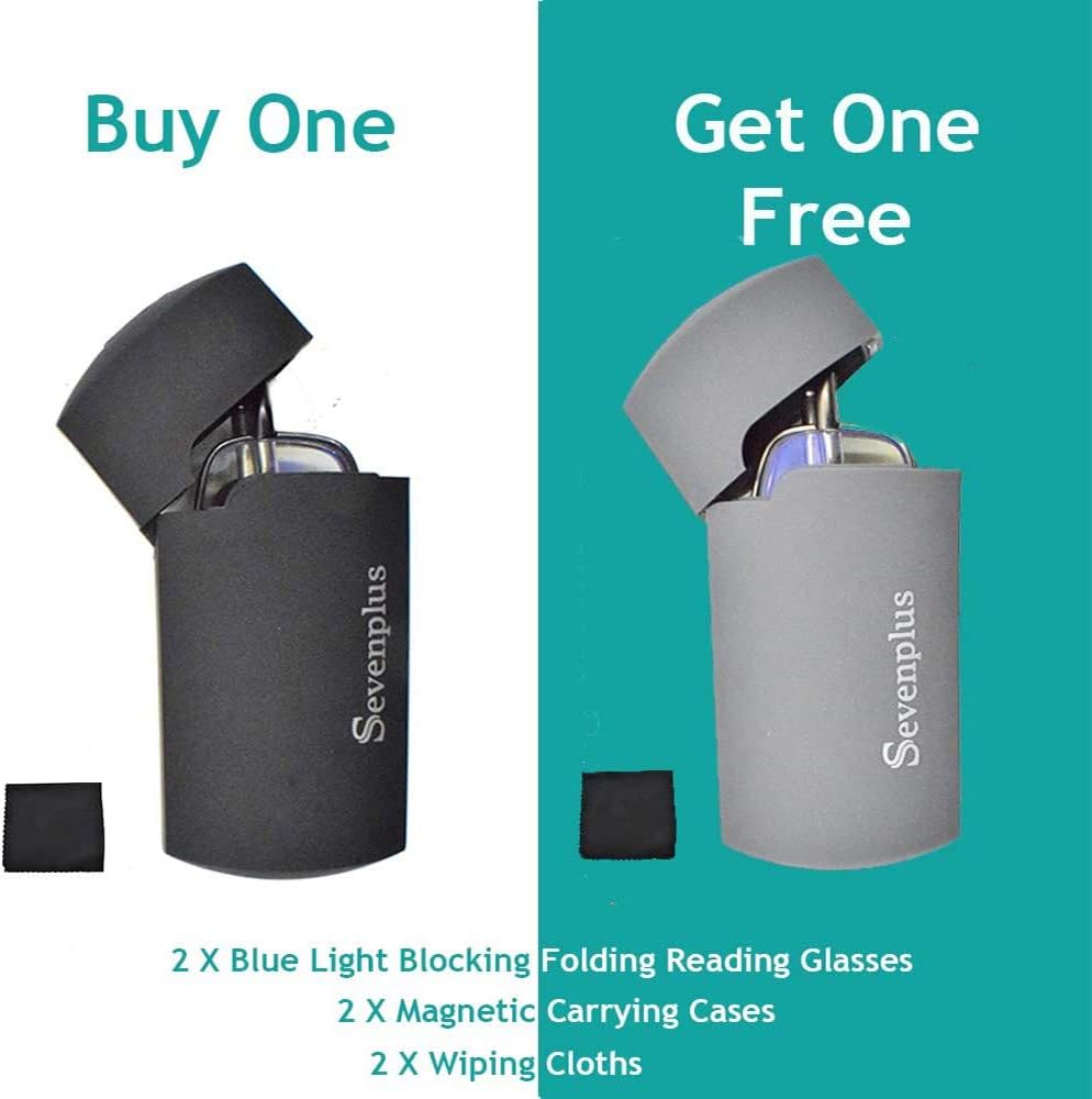 2 Pack Reading Glasses Blue Light Blocking, Anti UV Glare Eyestrain, Foldable Computer Spring Hinge Readers for Women Man 1.50X : Health & Household