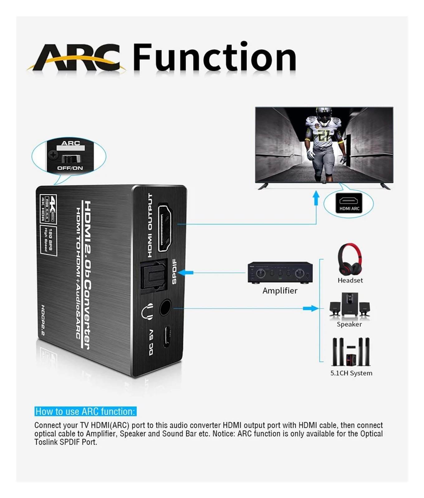 Compatible Extractor Stereo Converter Optical TOSLINK SPDIF + 3.5mm De Splitter Adapter PS5