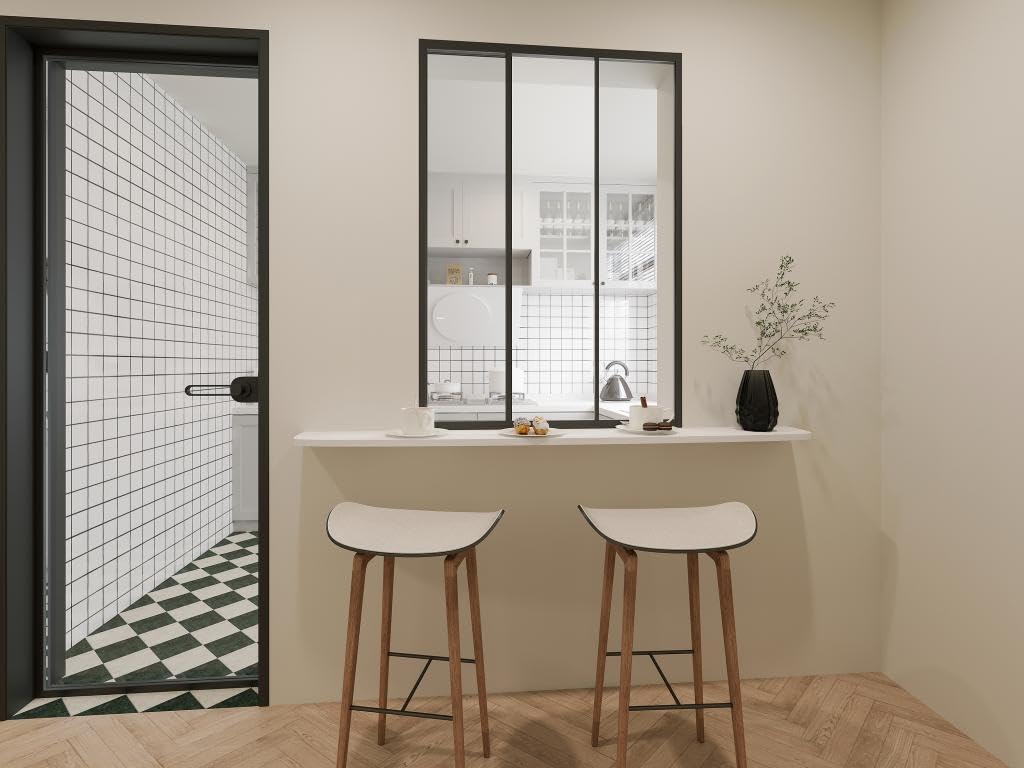 Vente-unique - Verriére coulissante en Aluminium thermolaqué Noir 90 x 130 cm (L x H) – Ravena