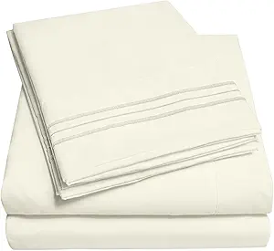 California King Sheet Sets - Breathable Luxury Sheets with Full Elastic & Secure Corner Straps Built In - 1800 Supreme Collection Cal King Deep Pocket Bedding Set, Sheet Set, California King, Ivory