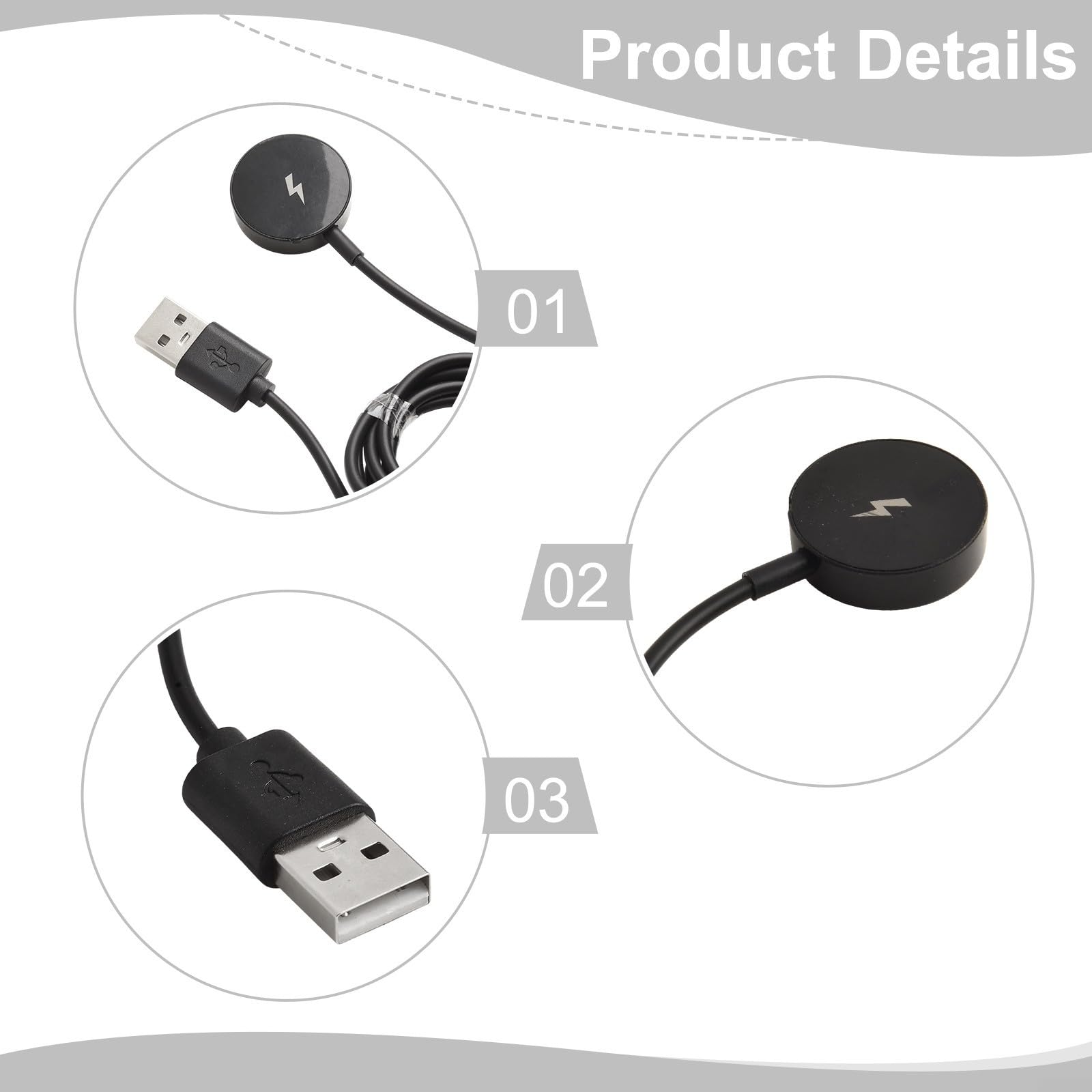 Fossil Smartwatch ładowarka do Gen 1 2 3 stacja dokująca do szybkiego ładowania USB kompatybilna Q Founder Wander dla marshal 10 cm (czarny)