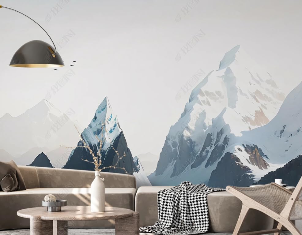 Papier peint intissé montagne enneigée poster géant mural salon décoration 300x210