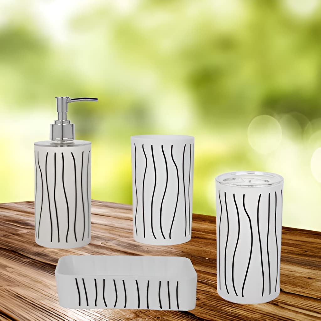 Plantex Plastic Bathroom Accessories Set Soap Dispenser/Toothbrush Holder/Tumbler Holder/Soap Dish - 4 Piece (B08BL99213) Amazon Price History, Amazon Price Tracker
