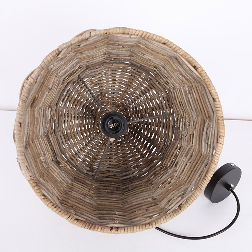 Lampadario da Fattoria da 1 Confezione Lampada A Sospensione in Rattan, Luci Decorative Boho Lampade A Sospensione in Vimini, Lampade A Sospensione E27 Isola Cucina per Soggiorno
