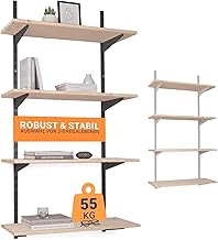 Wall Shelf Kit with Base Height 100 cm 3 Levels 80 x 30 cm (W x D) Colour: Anthracite 42 Variations Steel Shelf Support Easy Assembly Up to 55 kg Load Capacity