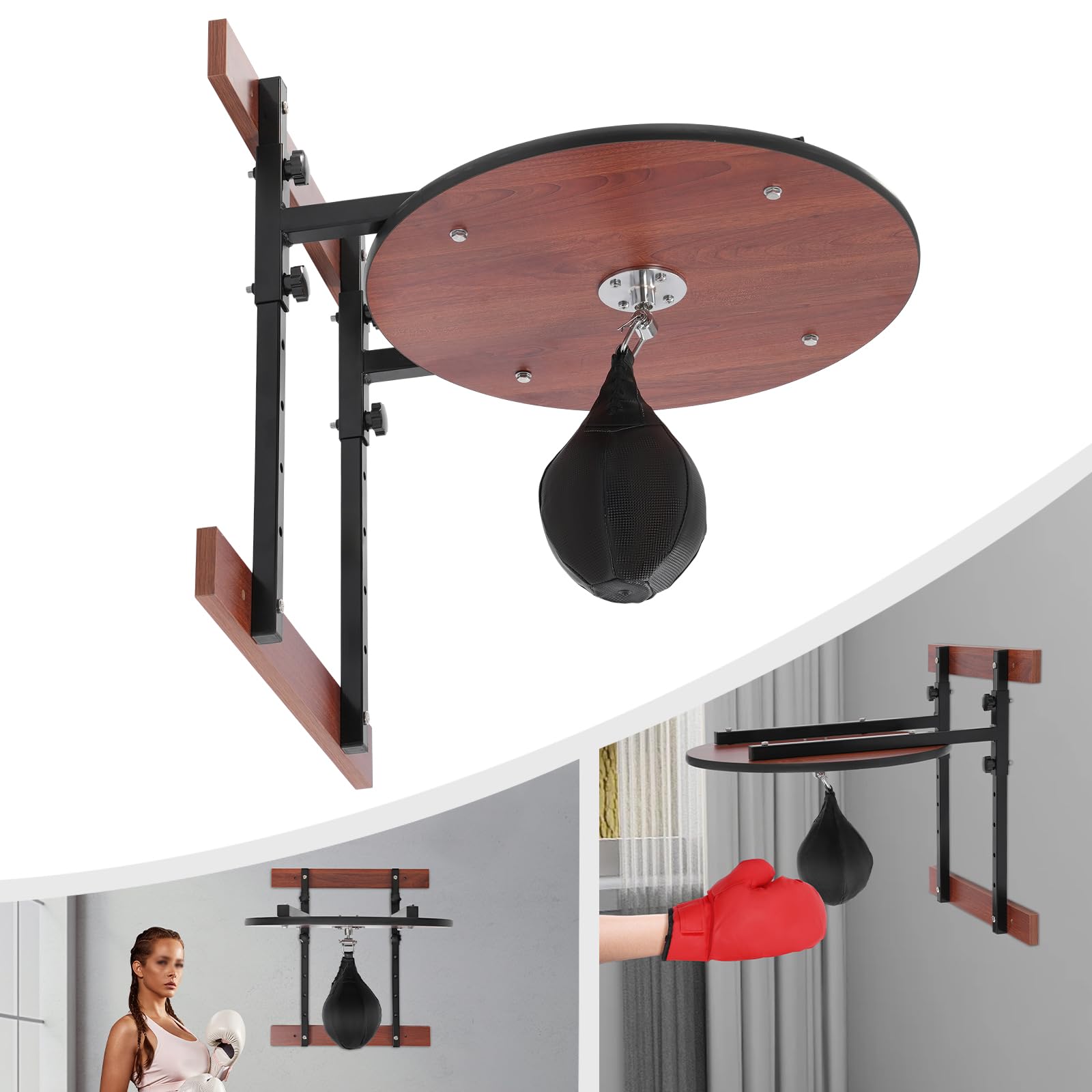 YIYIBYUS Speed Bag Platform Set, Heavy Duty Boxing Speedbag, Wall Mounted Adjustable Speed Bag Platform Kit Professional Fitness Ball Boxing Reaction Training Kit for Speed Punching Practice