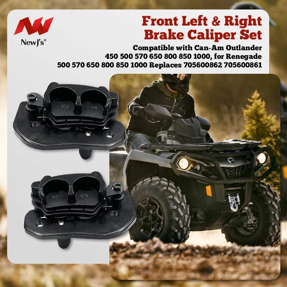 Front Left & Right Brake Caliper Set Compatible with Can-Am Outlander 450 500 570 650 800 850 1000, for Renegade 500 570 650 800 850 1000 Replaces 705600862 705600861