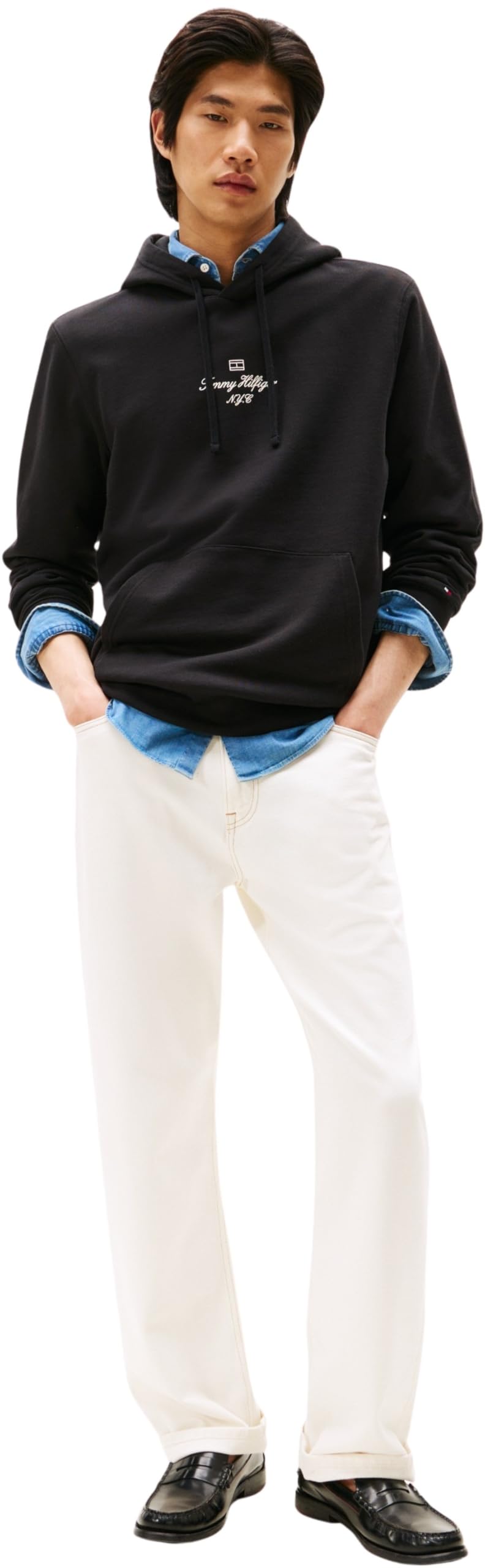 Tommy Hilfiger Outline Flag Script Hoodie Mw0mw39372 Felpa con Cappuccio Unisex - Adulto (Pacco da 1)