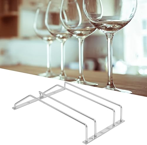 Miniatura 9 de Soporte colgante de acero inoxidable para copas de vino debajo del gabinete, doble fila, soporte para copas de vino, almacenamiento y organización