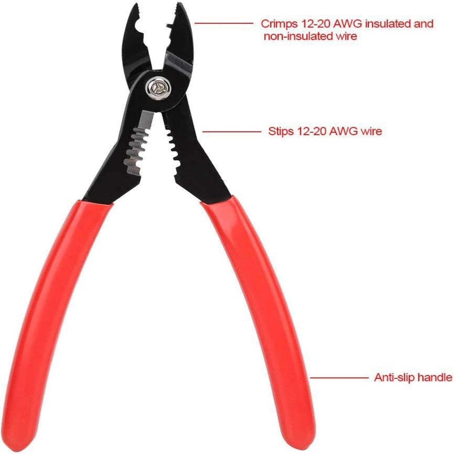 4-in-1 Wire Stripper Tool, Wire Stripper, Wire Cutters, Wire Crimping Tool, Multifunctional Electrician Pliers for Clamping, Stripping, Cutting, Crimping, 12-20 AWG, Red