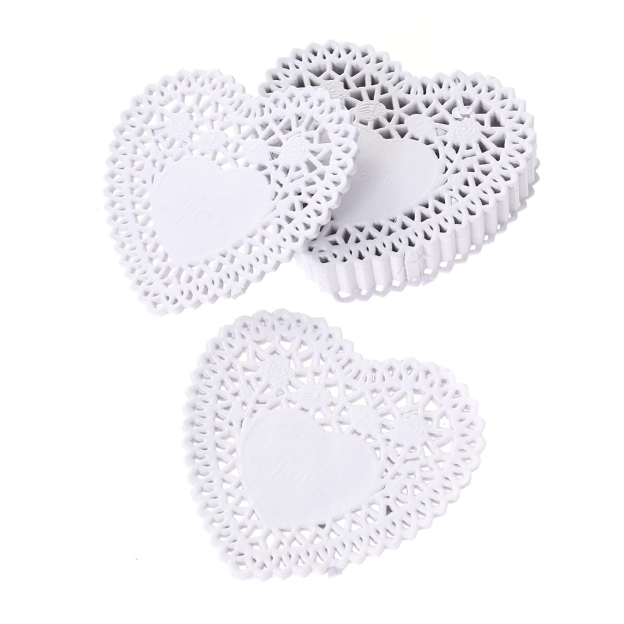 FUNOMOCYA 4 Inch Large Heart Doilies Paper Lace Food Doilies Oil Absorbing Paper Mats for Wedding Cake Decorations