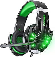 Vista 52 de BENGOO G9000 - Auriculares estéreo para juegos para PS4, PC, Xbox One PS5, cancelación de ruido, auriculares sobre la oreja con micrófono, luz LED