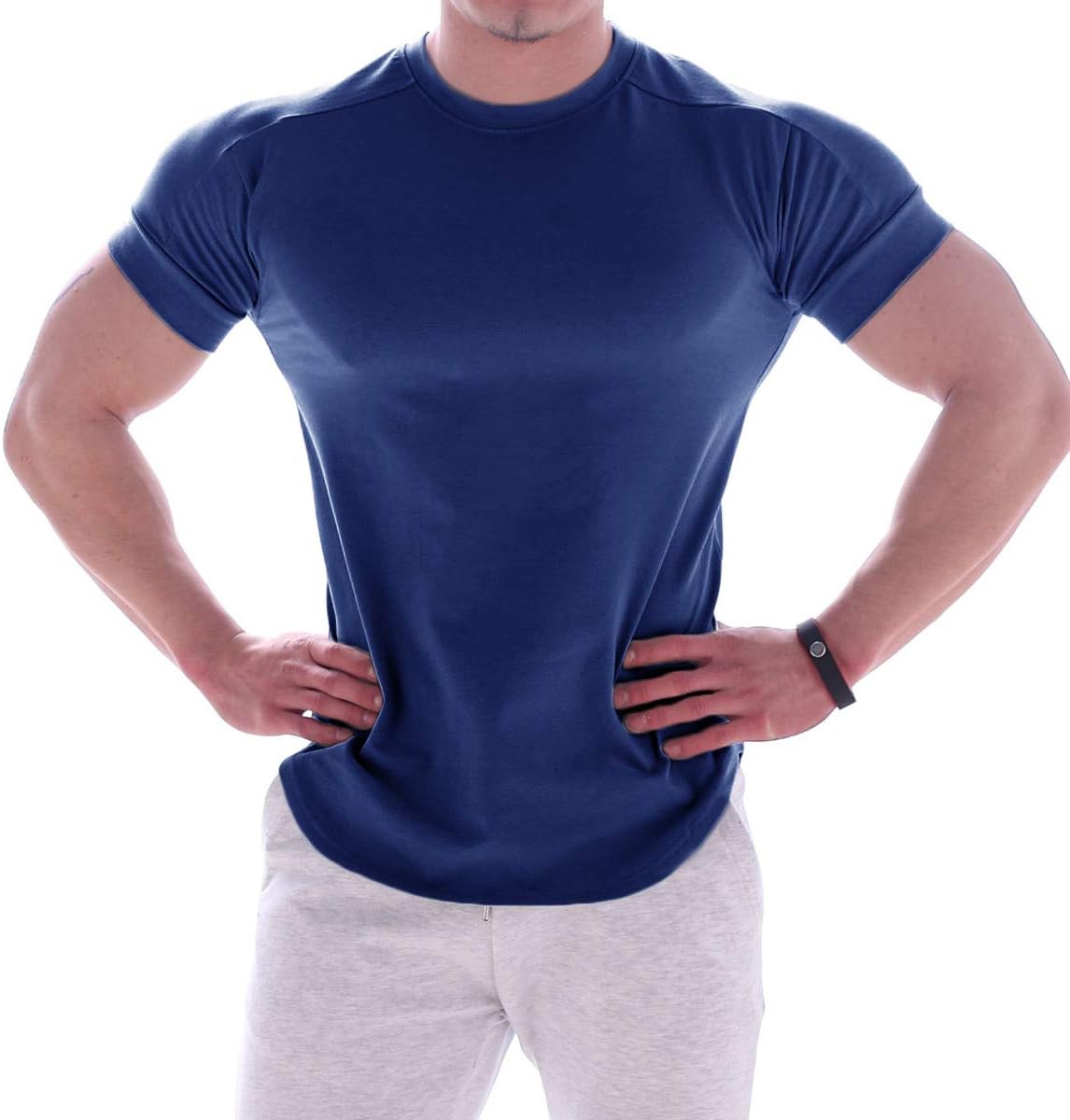 Mens Muscle Cotton Lightweight Workout Short Sleeve T-Shirts Gym Sweat Tee T24 - Image 3