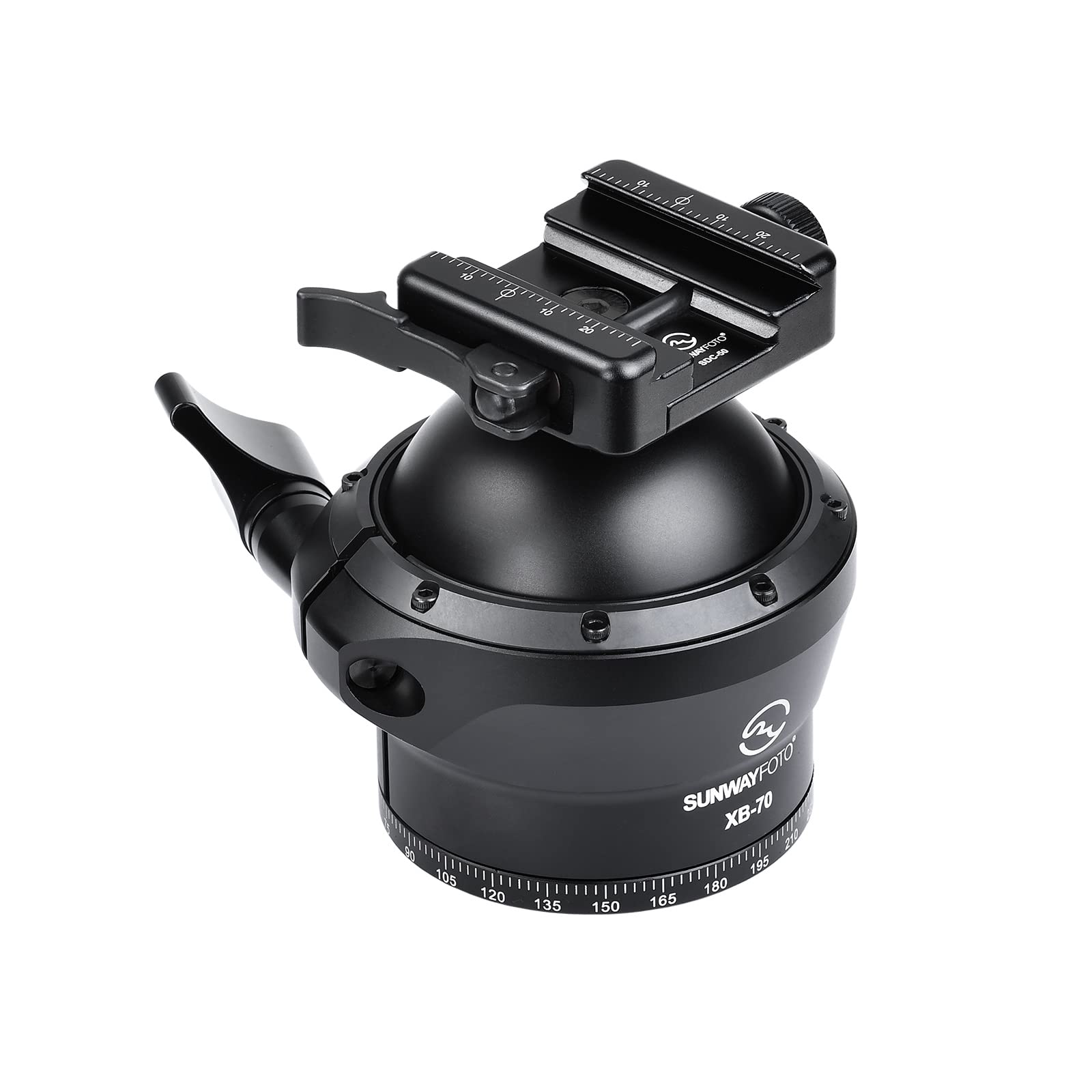 SUNWAYFOTO Testa a sfera XB-70 70 mm per treppiede da caccia, carico 40 kg