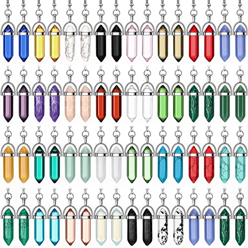 Zhehao 30 Paris Healing Crystals Earrings for Women Quartz Stone Dangle Earrings Hexagonal Gemstone Crystal Chakra Eardrop for Women