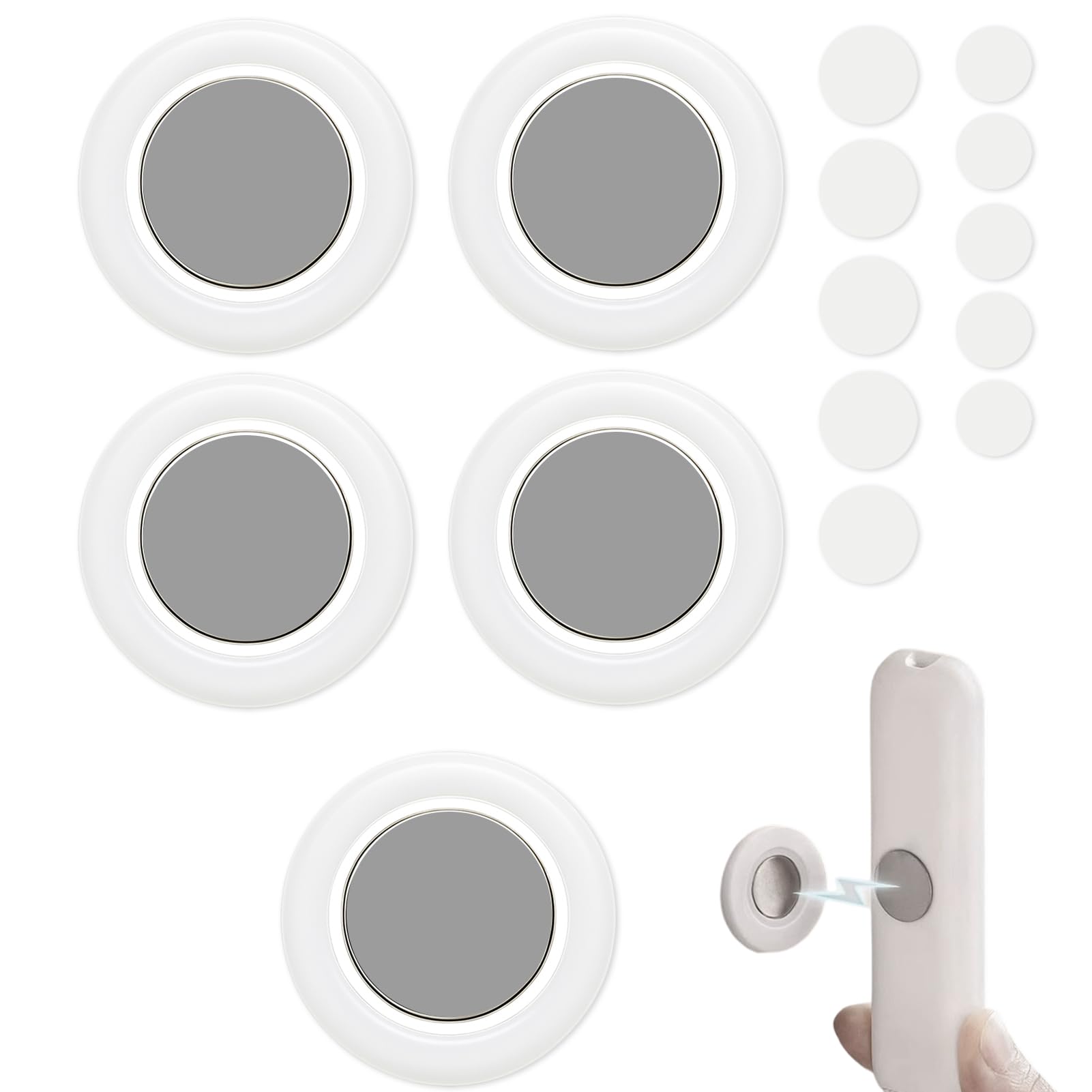 kwinfei 5PCS Magnetic Remote Control Holder Wall Mount, Super Strong Adhesive Remote Holder Wall Mounted Organizer, Space-Saving Wall Remote Control Holder for TV, AC, Fan