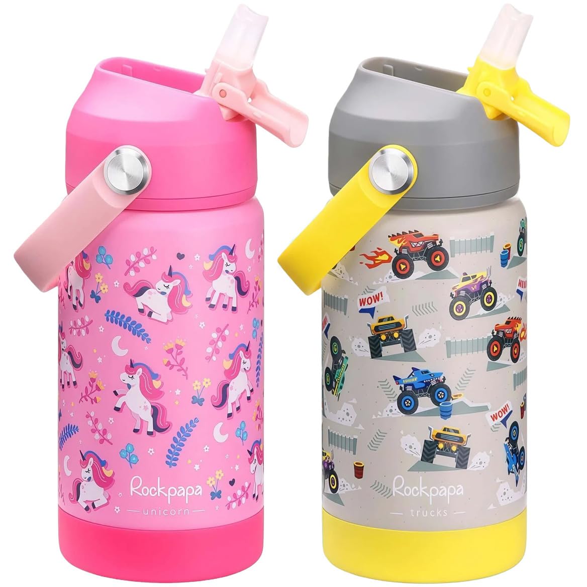 rockpapa 14oz Kids Insulated Water Bottle, 18/8 Stainless Steel Toddler Cup — image 1