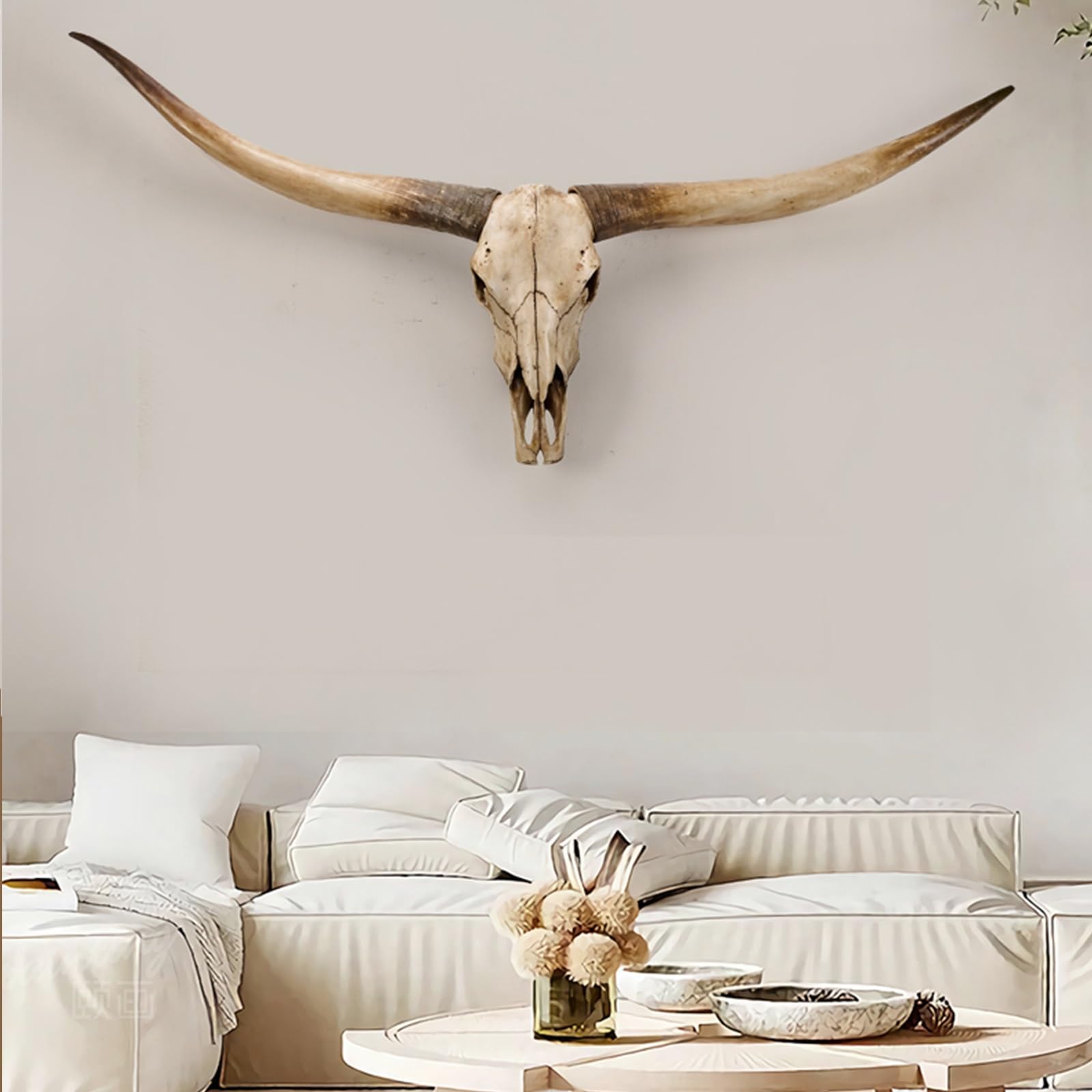 Decoración de pared con cuernos largos de 70 pulgadas,cráneos de animales,cráneo de cuernos largos, cráneo de vaca, cráneo de animal real, decoración de pared con cabeza de animal, taxidermia falsa(Br