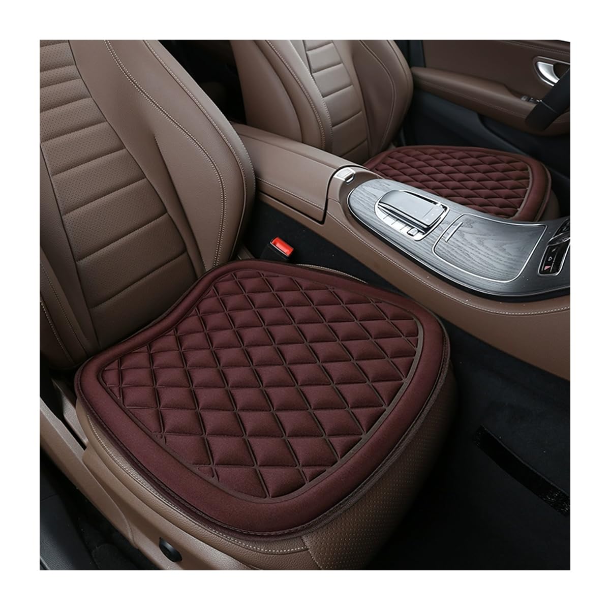 BESULEN Car Seat Covers, 2 Pack Breathable Anti-Slip Bottom Seat Cushion Mat Pad, Universal Four Seasons, Car Front Driver Bottom Seat Protector Covers, Fit for Truck SUV and More (Wine Red)