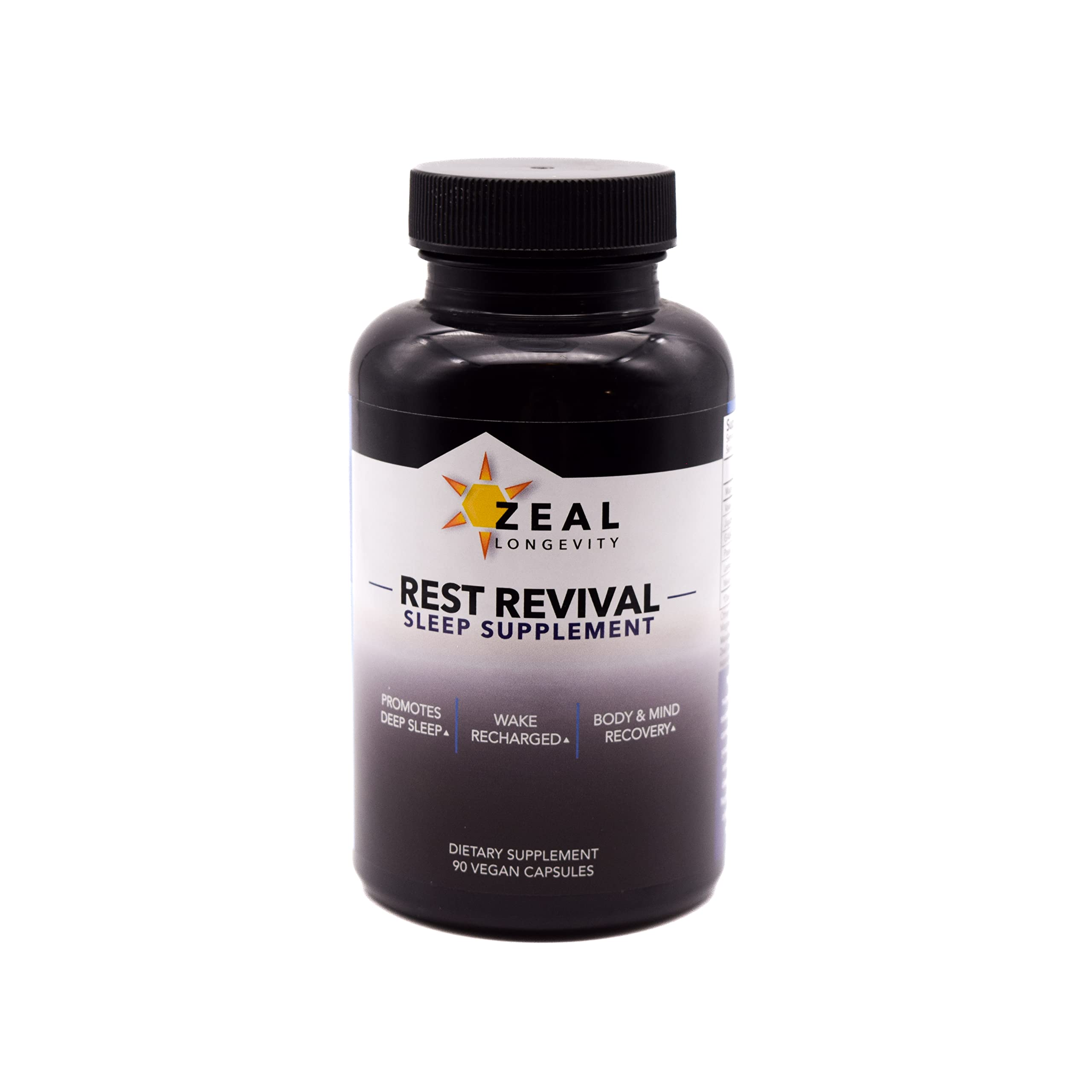 Rest Revival Sleep Supplement - Magnesium Glycinate, Jujube, GABA, Passion Flower, Lemon Balm, Melatonin. Promotes Deep Sleep, Body & Mind Recovery, Wake Recharged.