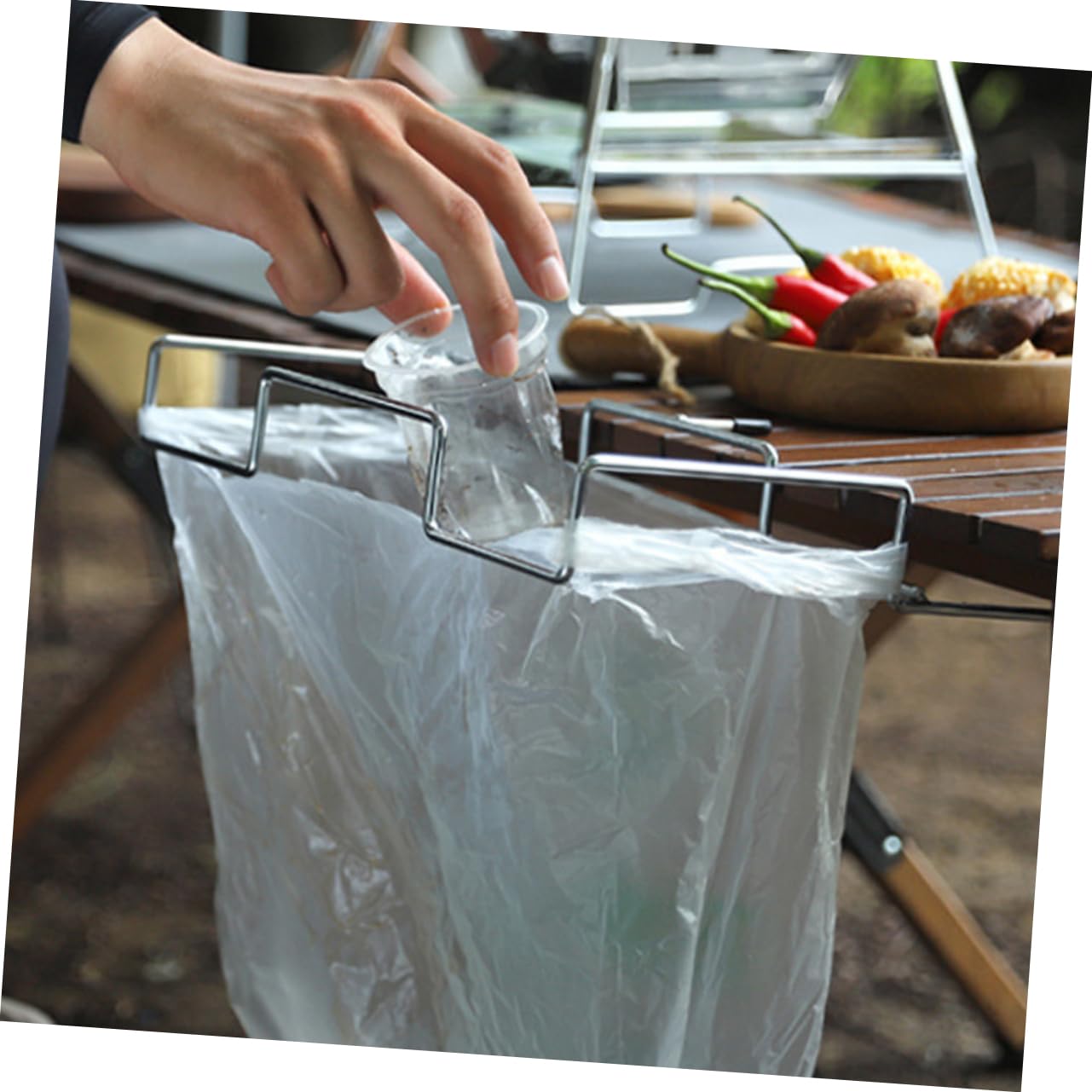 Mipcase Camping Foldable Trash Bag Holder Stainless Steel Garbage Bag Rack for Outdoor Use Lightweight and Portable Design for Efficient Waste Storage and Organization