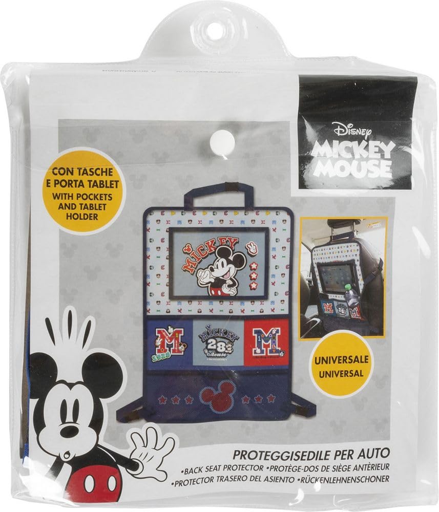 Organizador de coche infantil Disney, gris y azul, protector de asiento con el bonito Mickey Mouse Mickey Mouse