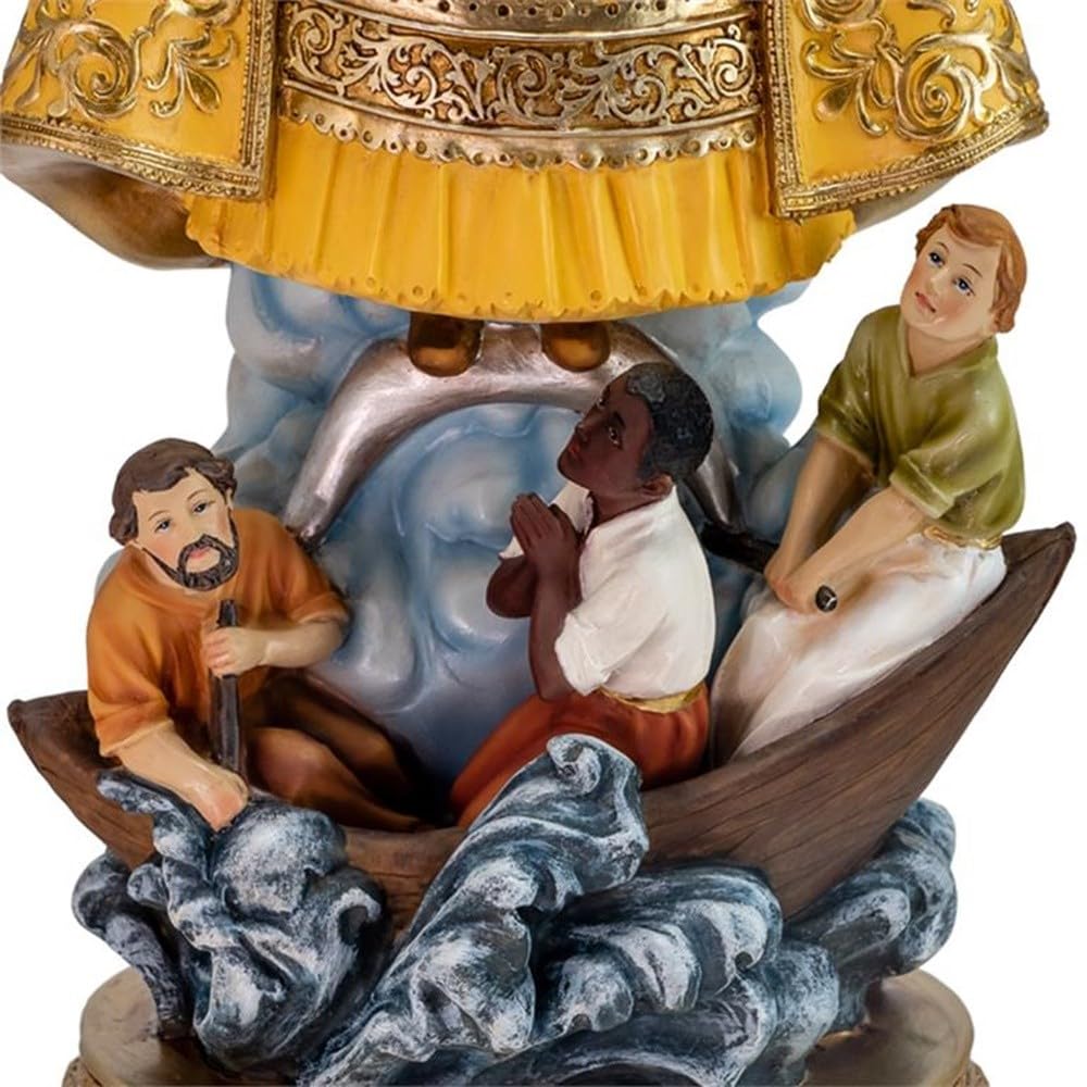 Virgen Caridad del Cobre Figura 40 cm. Escultura patrona de Cuba Manto Amarillo Resina
