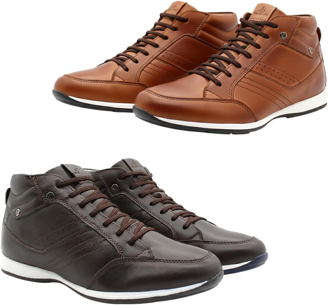 Kit 2 Pares Sapatênis Masculino Couro Legítimo Elegance Cano Alto com Zíper Lateral Kit 2 Pares Sapatênis Masculino Couro Legítimo Elegance Cano Alto com Zíper Lateral