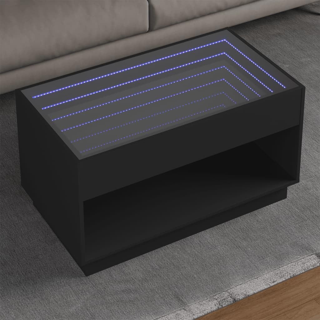 Salontafel met LED 50x50x45 cm bewerkt hout wit | -nl