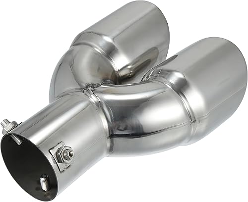 Miniatura 5 de X AUTOHAUX 2.362 in 2.36" entrada recta universal coche doble punta escape acero inoxidable tono plateado apto para tubo de 2.5"