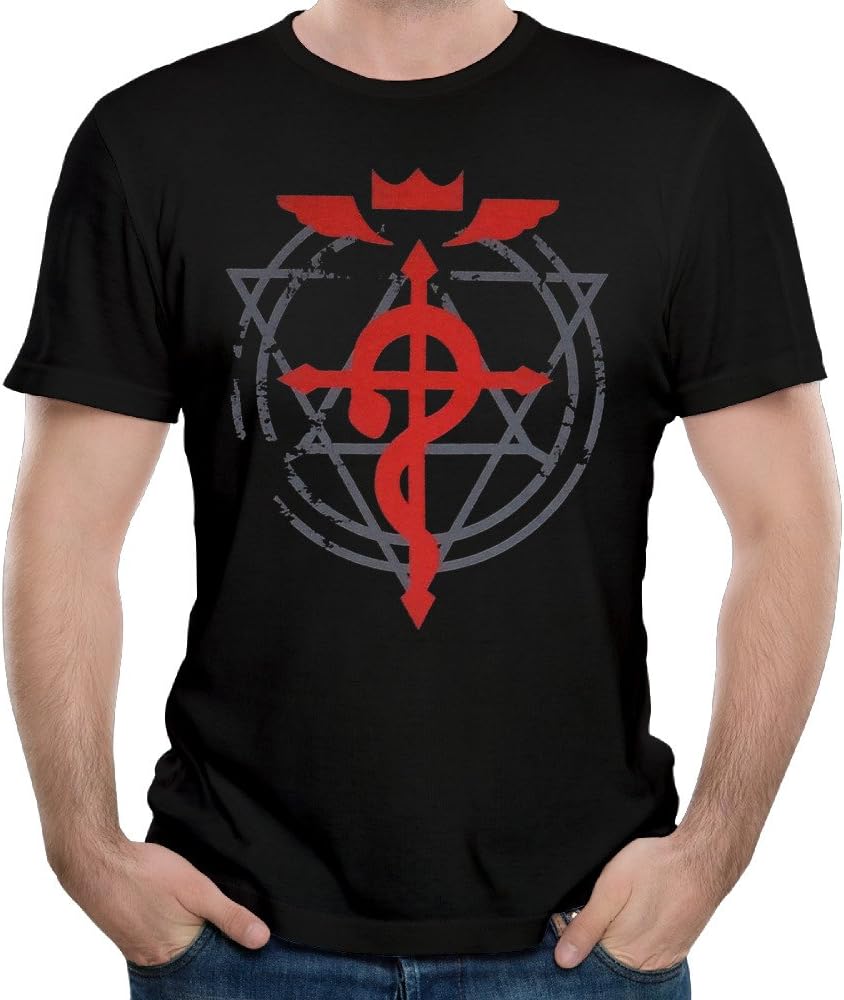 Men's Fullmetal Alchemist Brotherhood Flamel Cross T Shirts Funny Printing Shirt