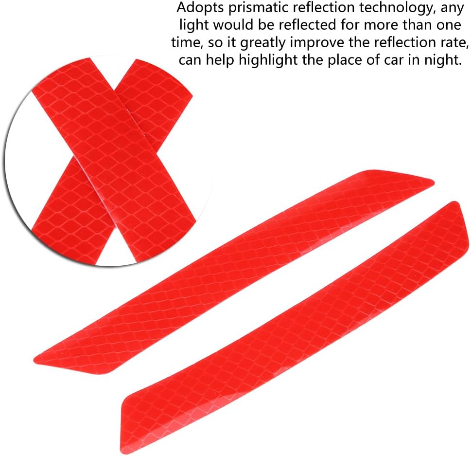 4pcs Car Reflective Safety Stickers, Keenso Auto Wheel Eyebrow Bumper Decals Self Adhesive Safety Warning Caution Stickers(Red)