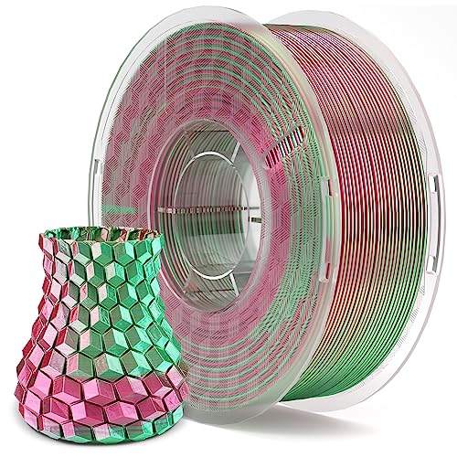 elegoo silk pla 3d printer filament 175mm dual color green red 1kg shiny multicolor 3d printing filament accuracy - 005mm 1kg spool22lbs fits for most fdm 3d printers