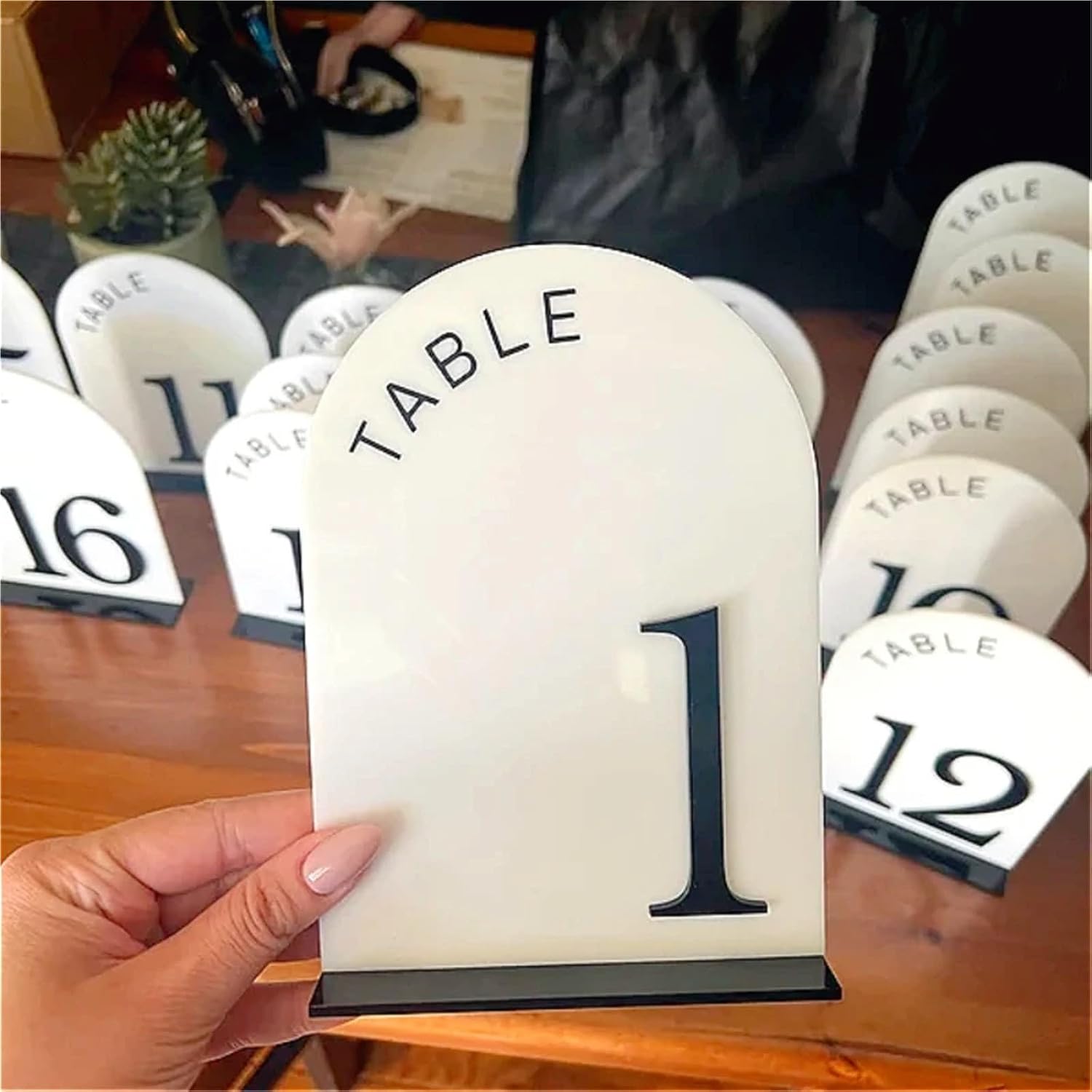 Wedding Table Numbers 3D Mirror Table Signs Gold Wedding Reception Decor Arched Number(Gold mirror,Table 1-20)