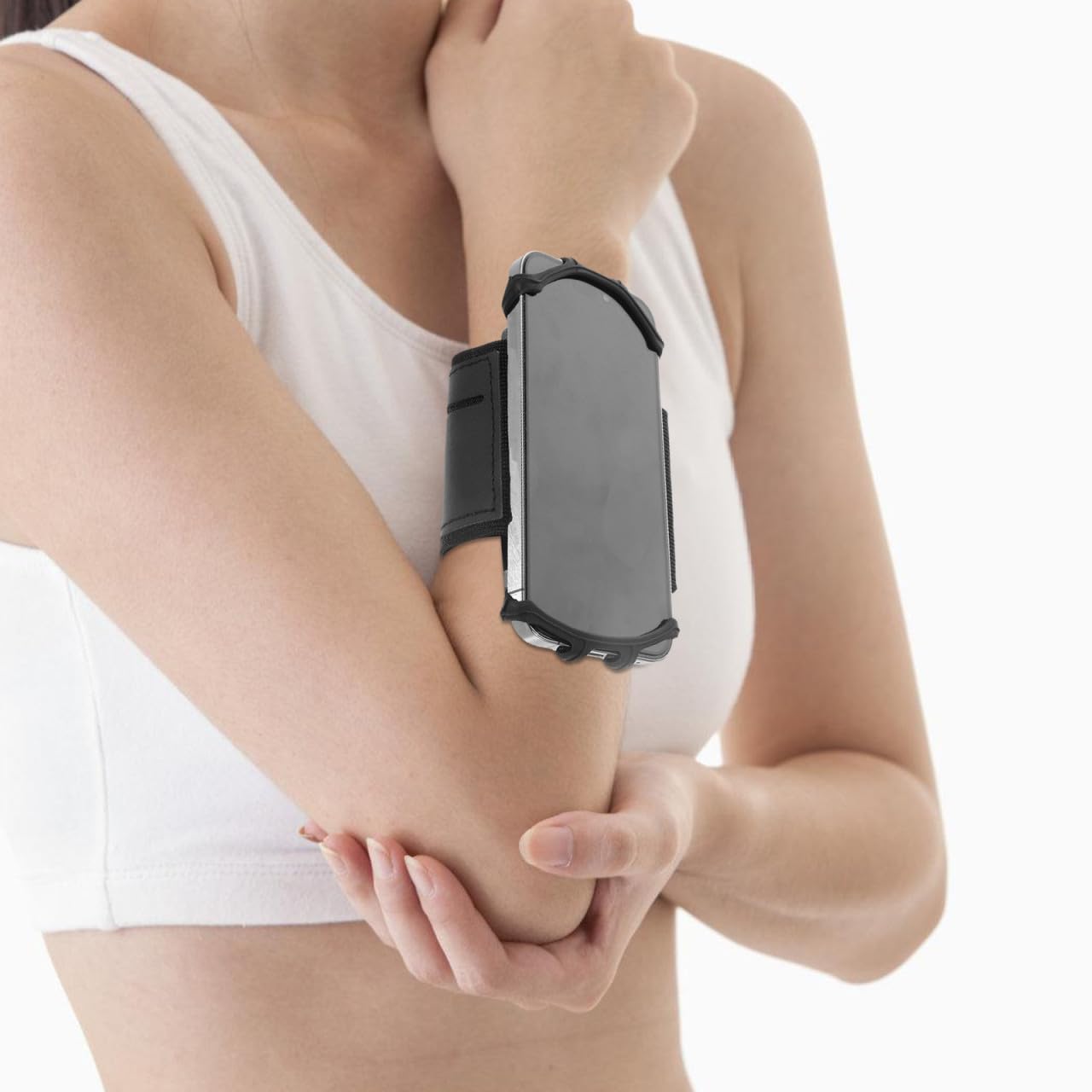 Cabilock 5 Pezzi braccialetto del cellulare Porta del telefono cellulare braccio del telefono regolabile Presa fascia da braccio per telefono cintura da corsa per telefono addominali Nero