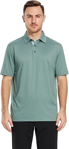 Vista 2 de Camisas Polo para Hombre de Manga Corta y Larga, Estilo Casual, Sólidas, con Tecnología Dry Fit, de Alto Rendimiento, con Cuello, para Golf